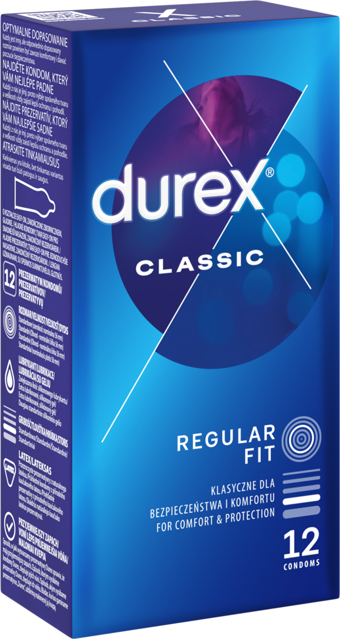 Durex Classic prezerwatywy lateksowe, 12 szt.