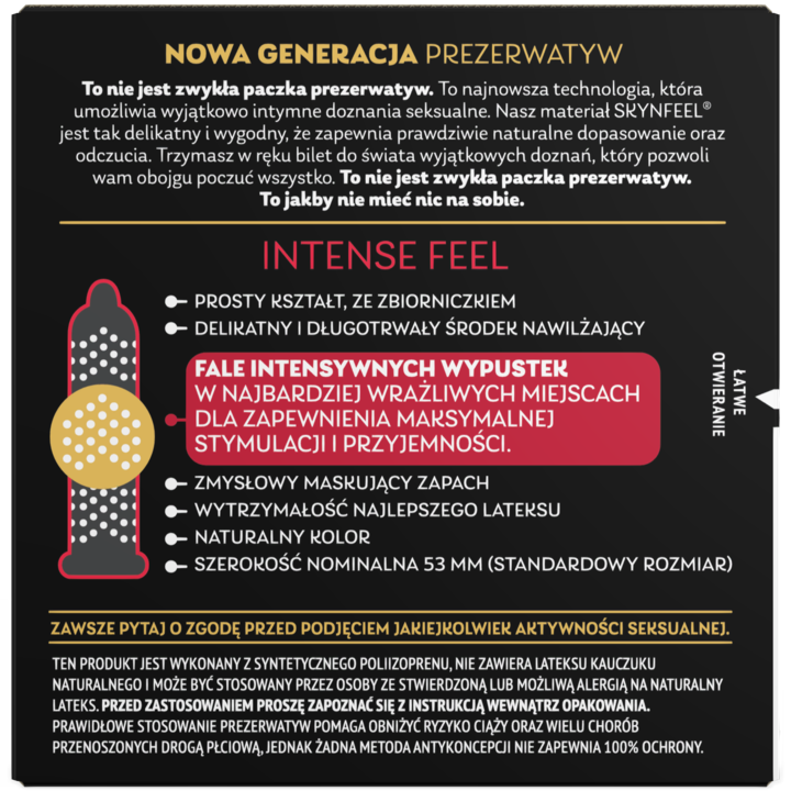 SKYN Intense Feel prezerwatywy nielateksowe z wypustkami, 3 szt.