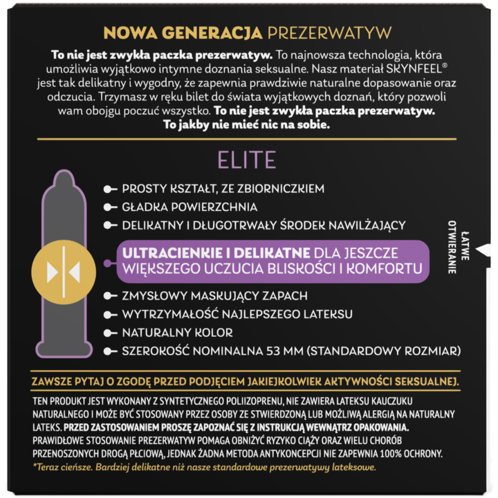 SKYN Elite prezerwatywy nielateksowe ultracienkie, 3 szt.