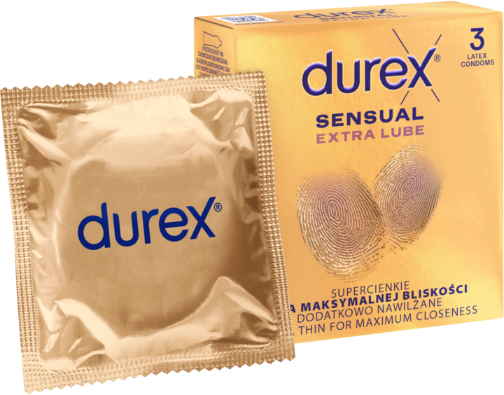 Durex Sensual Extra Lube prezerwatywy supercienkie, dodatkowo nawilżane, 3 szt.