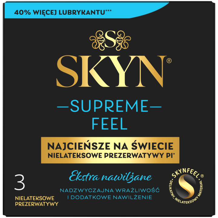 SKYN Supreme Feel prezerwatywy nielateksowe, ekstra nawilżane, 3 szt.