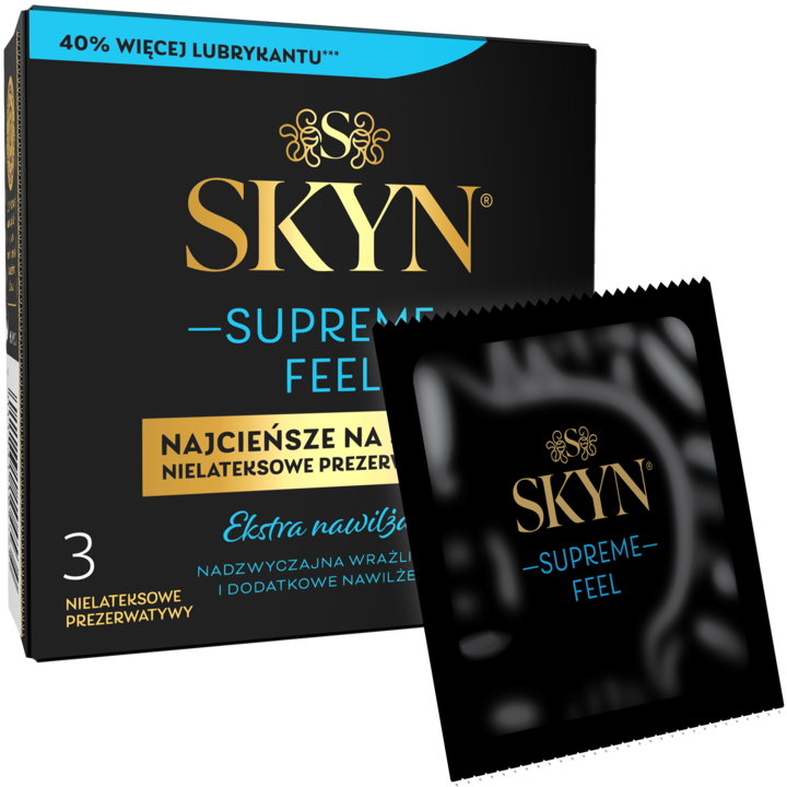 SKYN Supreme Feel prezerwatywy nielateksowe, ekstra nawilżane, 3 szt.