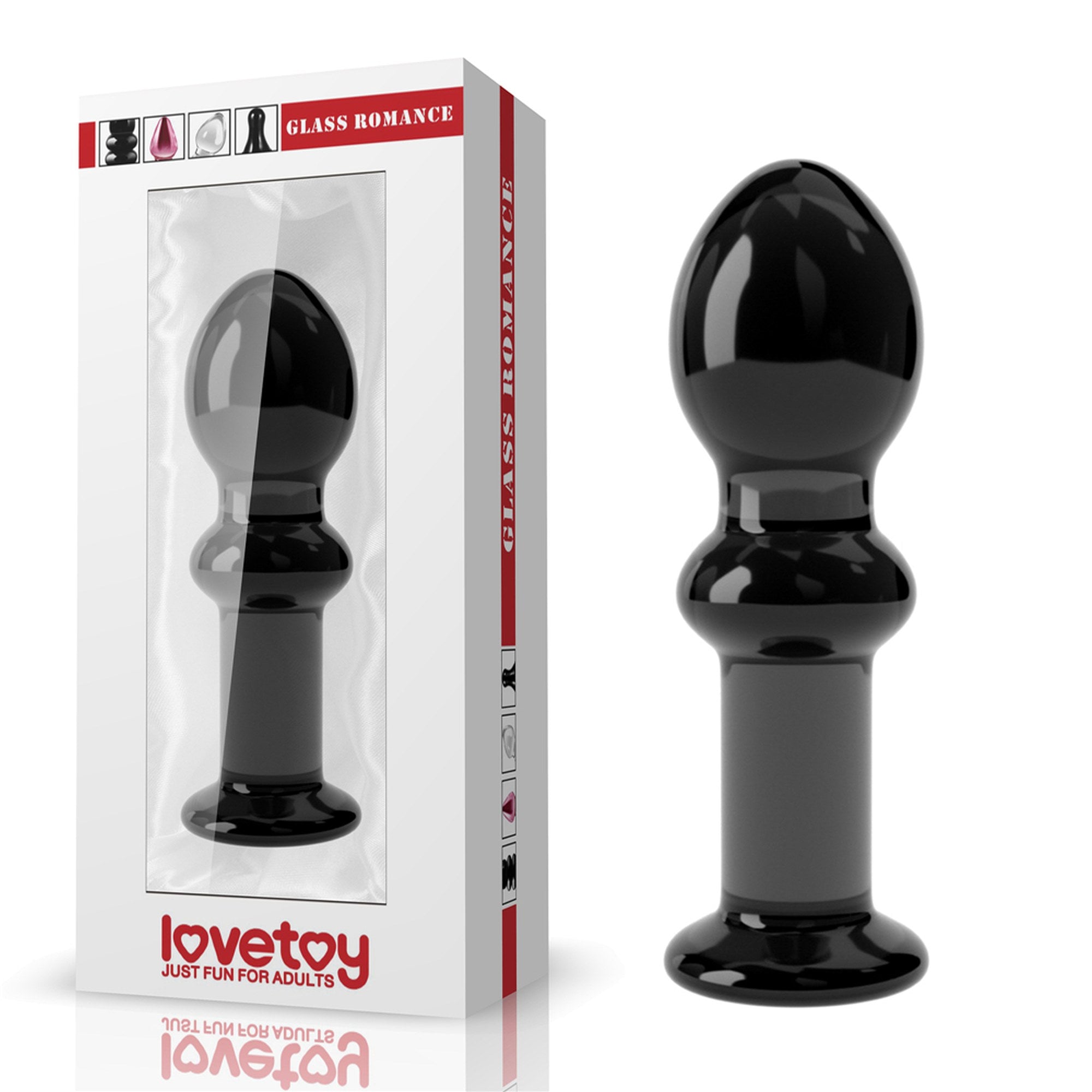 Korek analny Lovetoy Glass Romance Black 4.5"