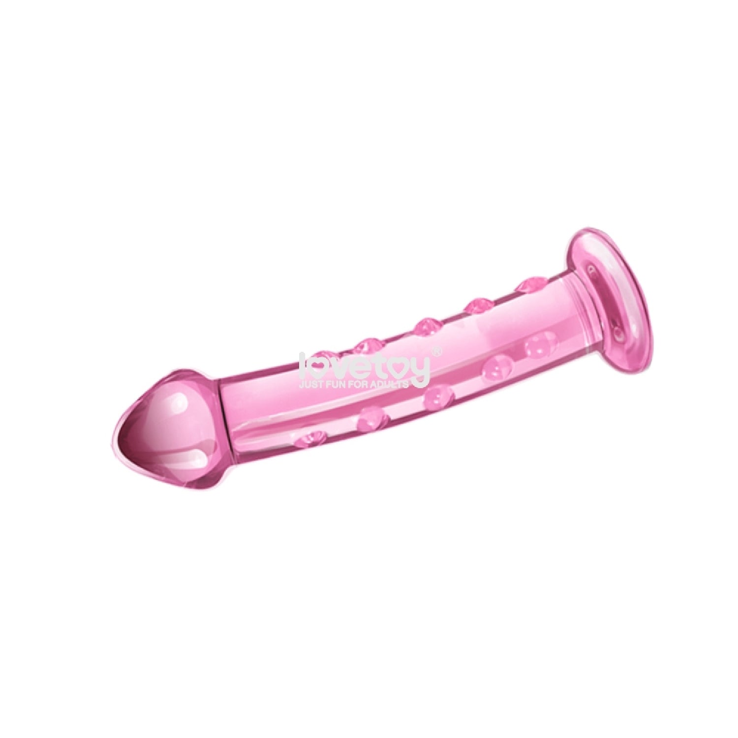 Lovetoy Glass Romance Pink 18,5 cm szklane dildo z wypustkami