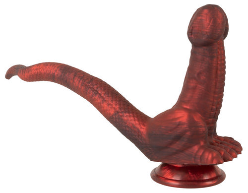 Beasty Cocks Panthera Double czerwone podwójne dildo fantasy z ogonem i przyssawką