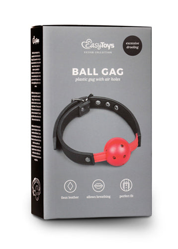 Knebel kulkowy ball gag od EasyToys (czerwony)