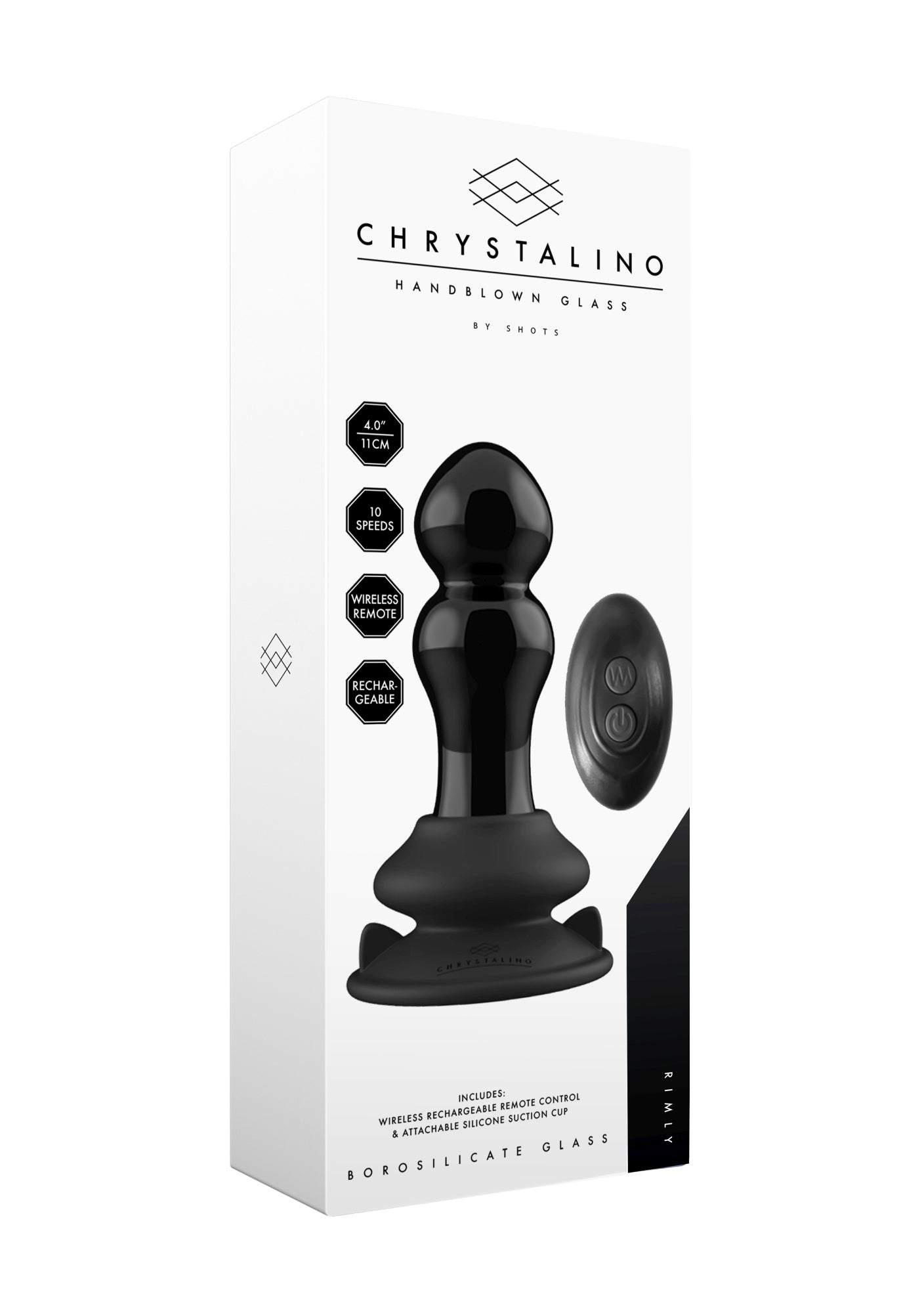 Chrystalino Rimly szklany wibrator z pilotem
