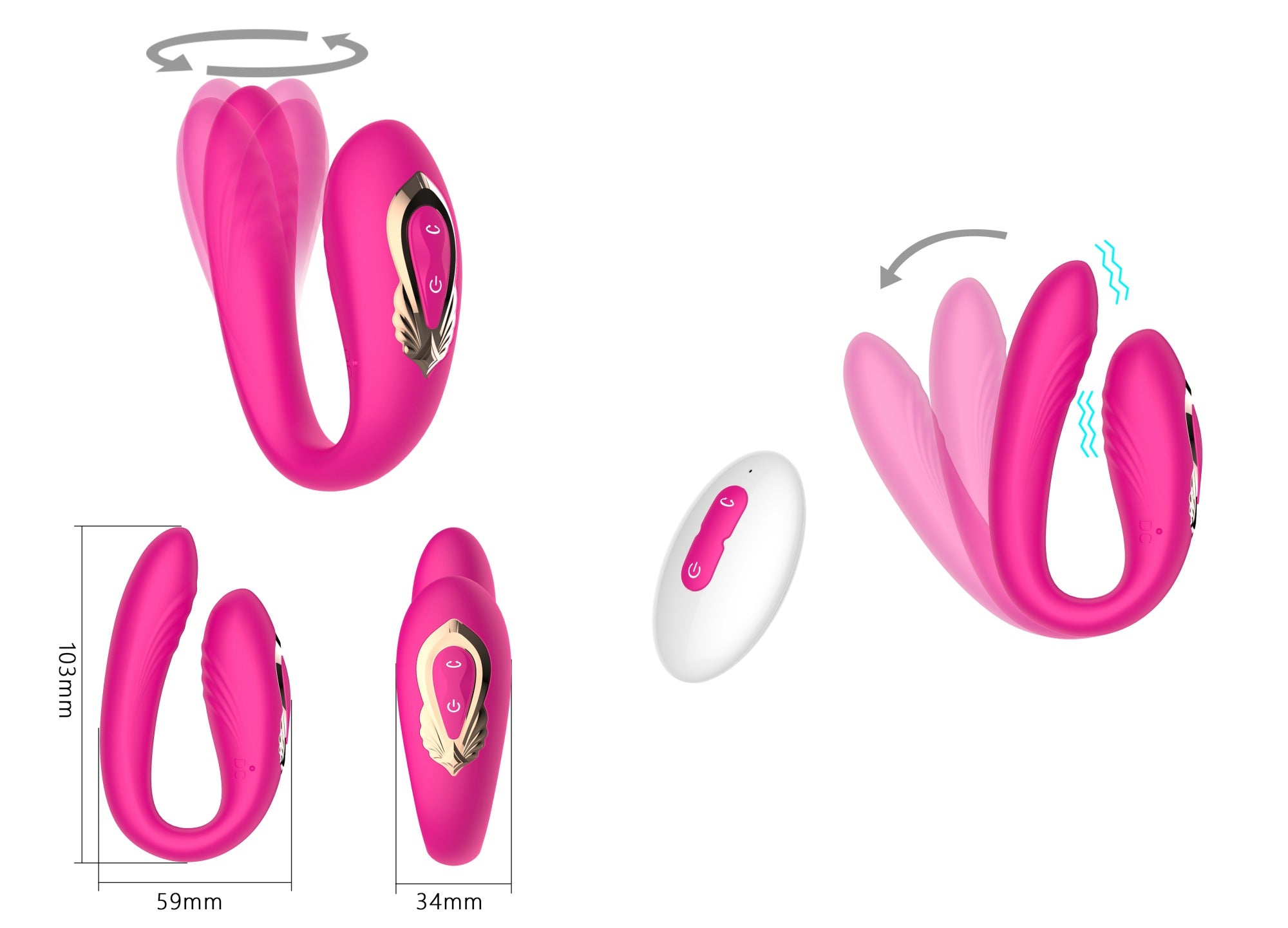B Series Cute Rotating Wearable - podwójny wibrator rotacyjny dla par z pilotem